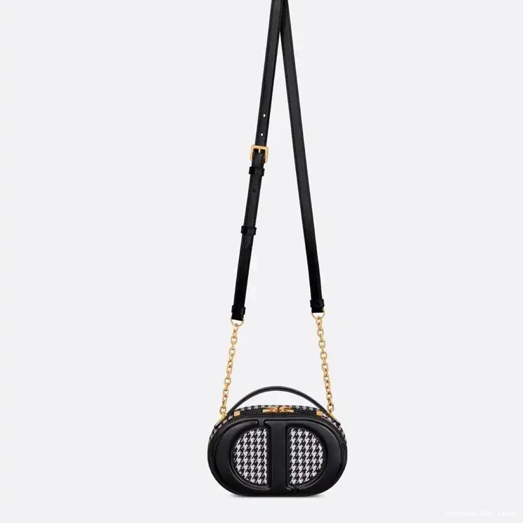 Cheap Houndstooth Bag Oval Dior Cotton Black Camera Motif CD Signature 0630 Luxury
